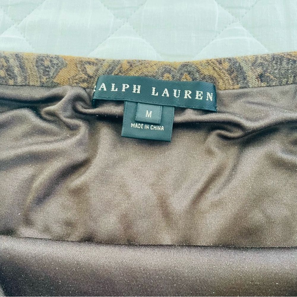 Vintage Ralph Lauren 100% Cashmere, 100% Silk Lined, Mermaid Paisley Skirt - Picture 6 of 8